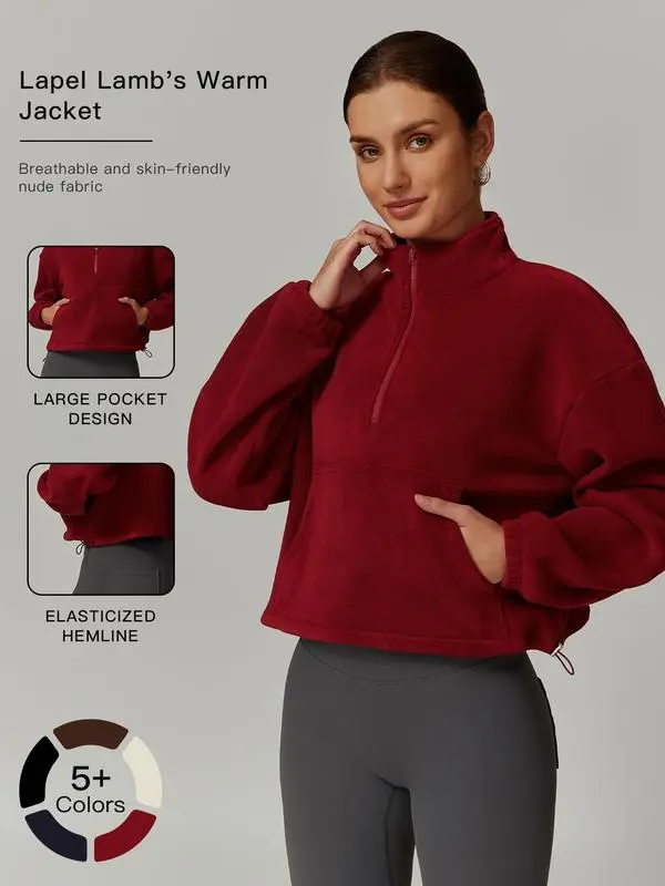 Women's Sporty Hooded Sweatshirt with Drawstring and Pocket