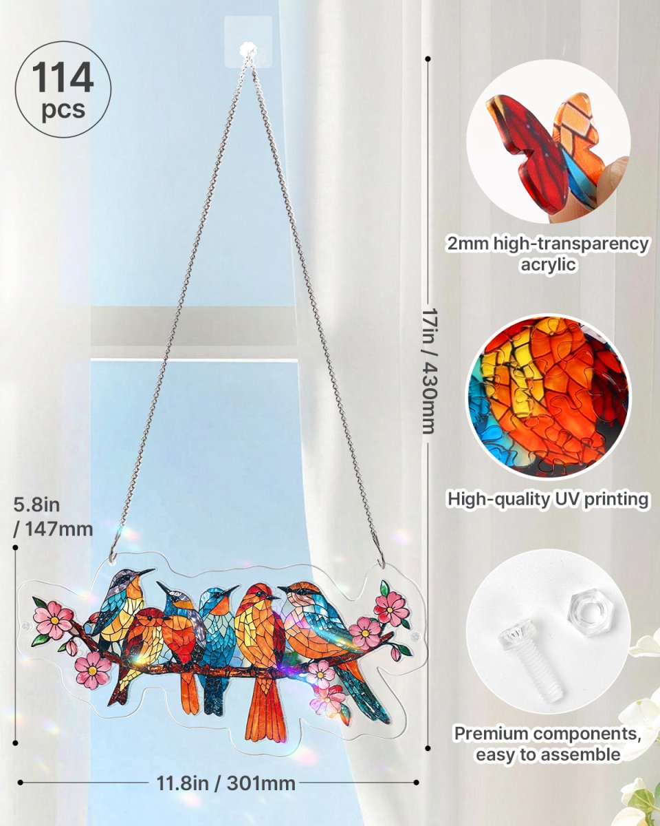 Acrylic Jigsaw Puzzle Suncatcher - Blossom Songbirds