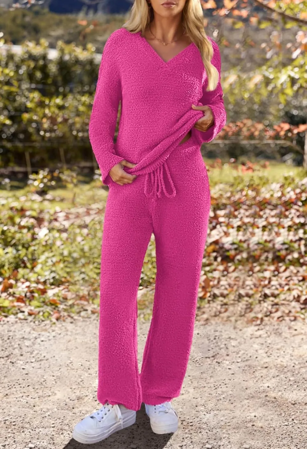 Women's Lounge Sets 2025 Fall Fashion 2 Piece Outfits Sweater Pajama Set