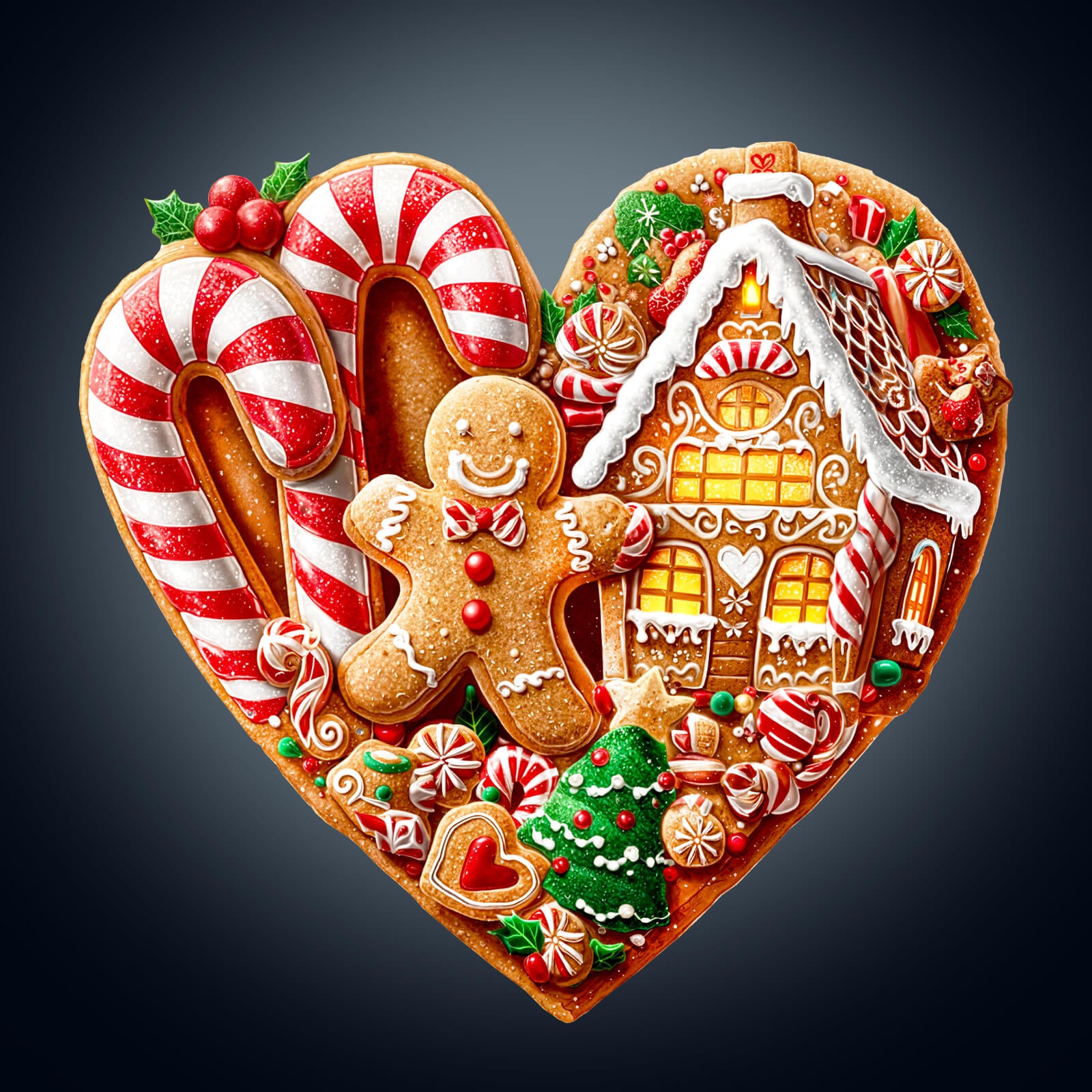Heart-shaped Christmas cookies Wooden Jigsaw Puzzle