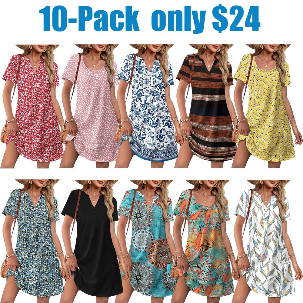 Summer Dress Dresses for Women 2026 Casual Summer V Neck Wedding Guest Dress Short Sleeve Fashion Beach Vacation Clothes