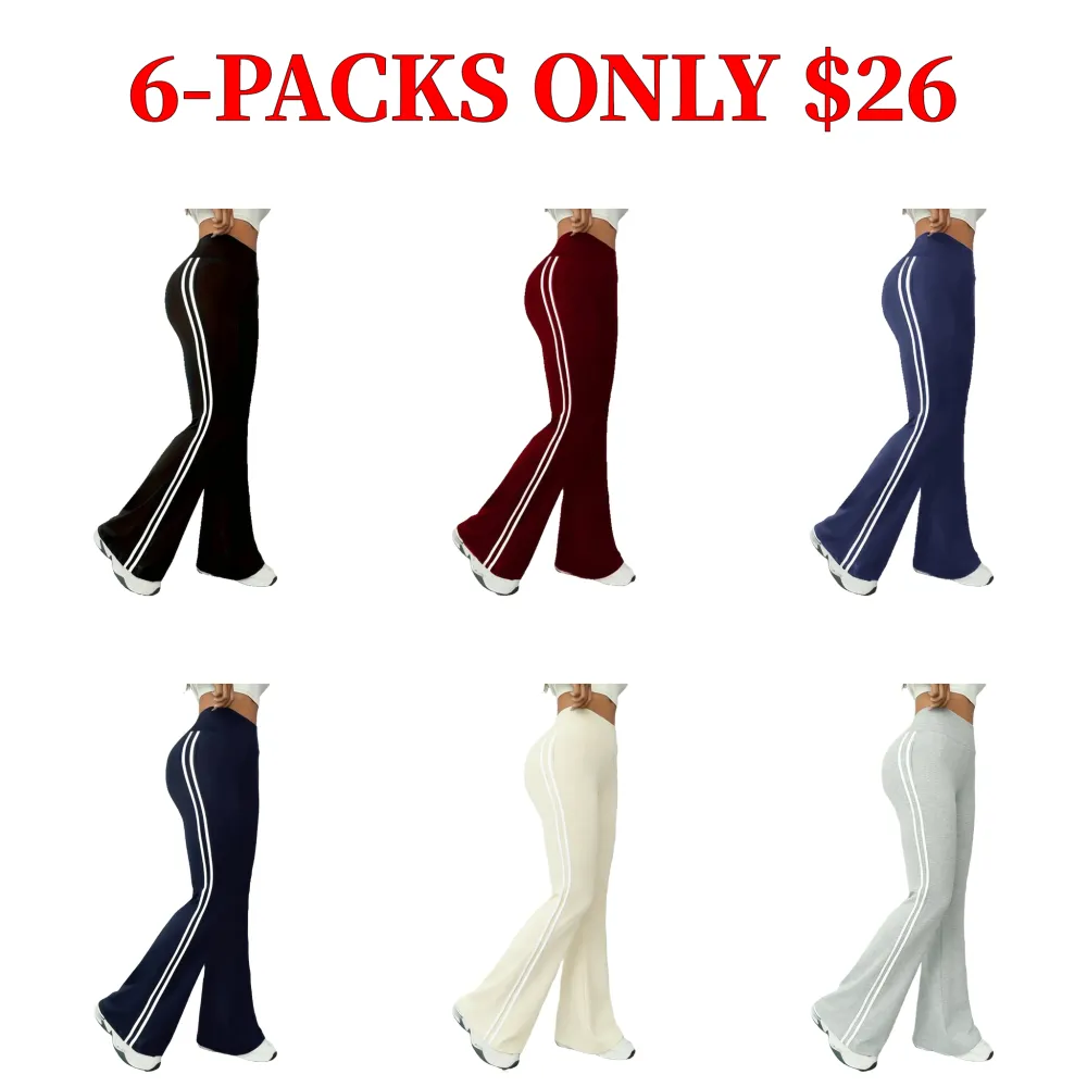 Women's High Waist Drapey Bell Bottoms, Tight Fit Colorblock Sport Pants, Stylish and Comfortable Casual Wear