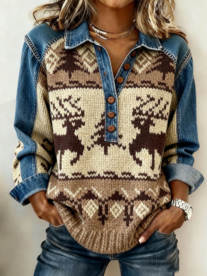 Women's Retro Western Print Casual Sweatshirt