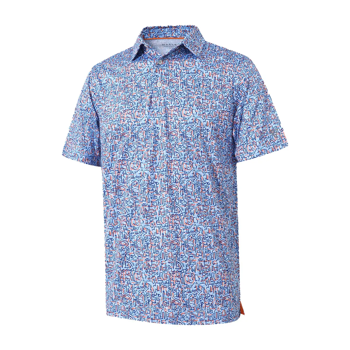 Men’s Printed Polo Shirt, Quick Dry Performance Stretch Moisture-Wicking Breathable Golf Top