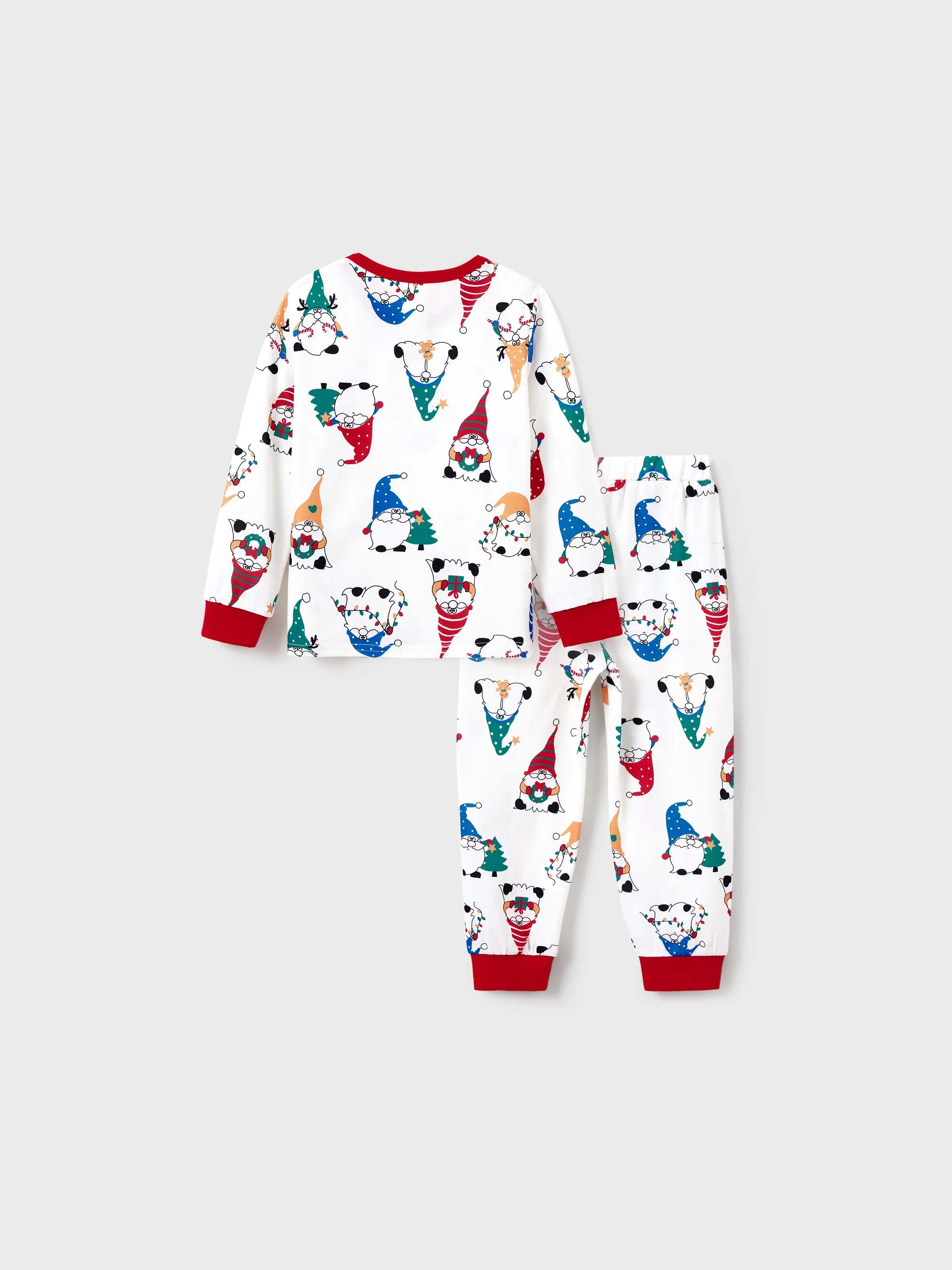 Christmas Matching Family Pajamas Set Christmas Gnome Print PJS with Christmas Socks Red