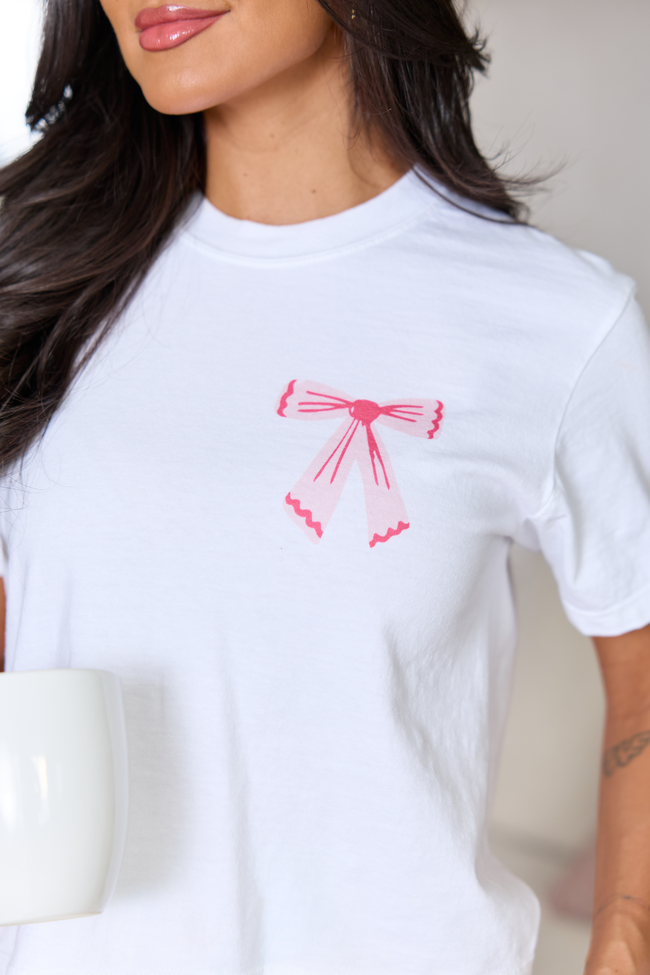 Good Things Multi Bow White Boxy Graphic Tee