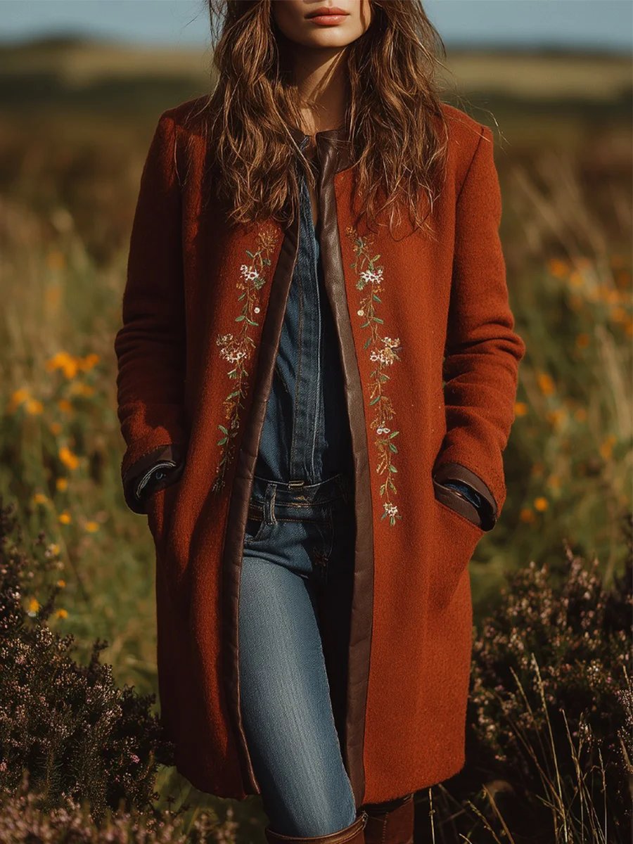 Women's Vintage Floral Print Casual Jacket