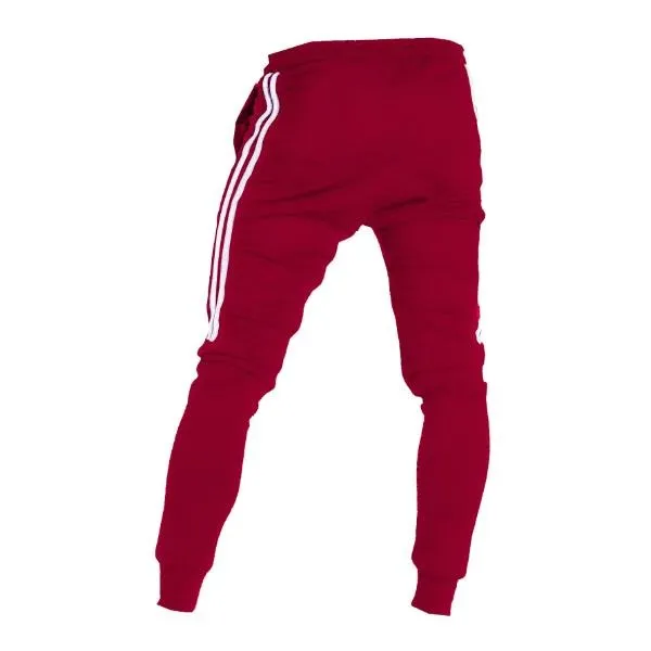 Men's athletic jogger pants with multiple colors and side stripes