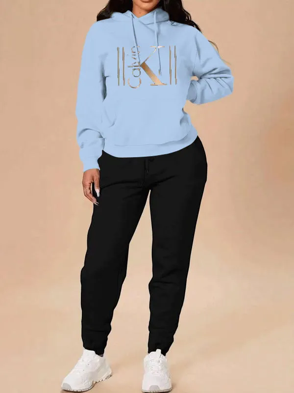 Women's Casual Hooded Sweatshirt Set