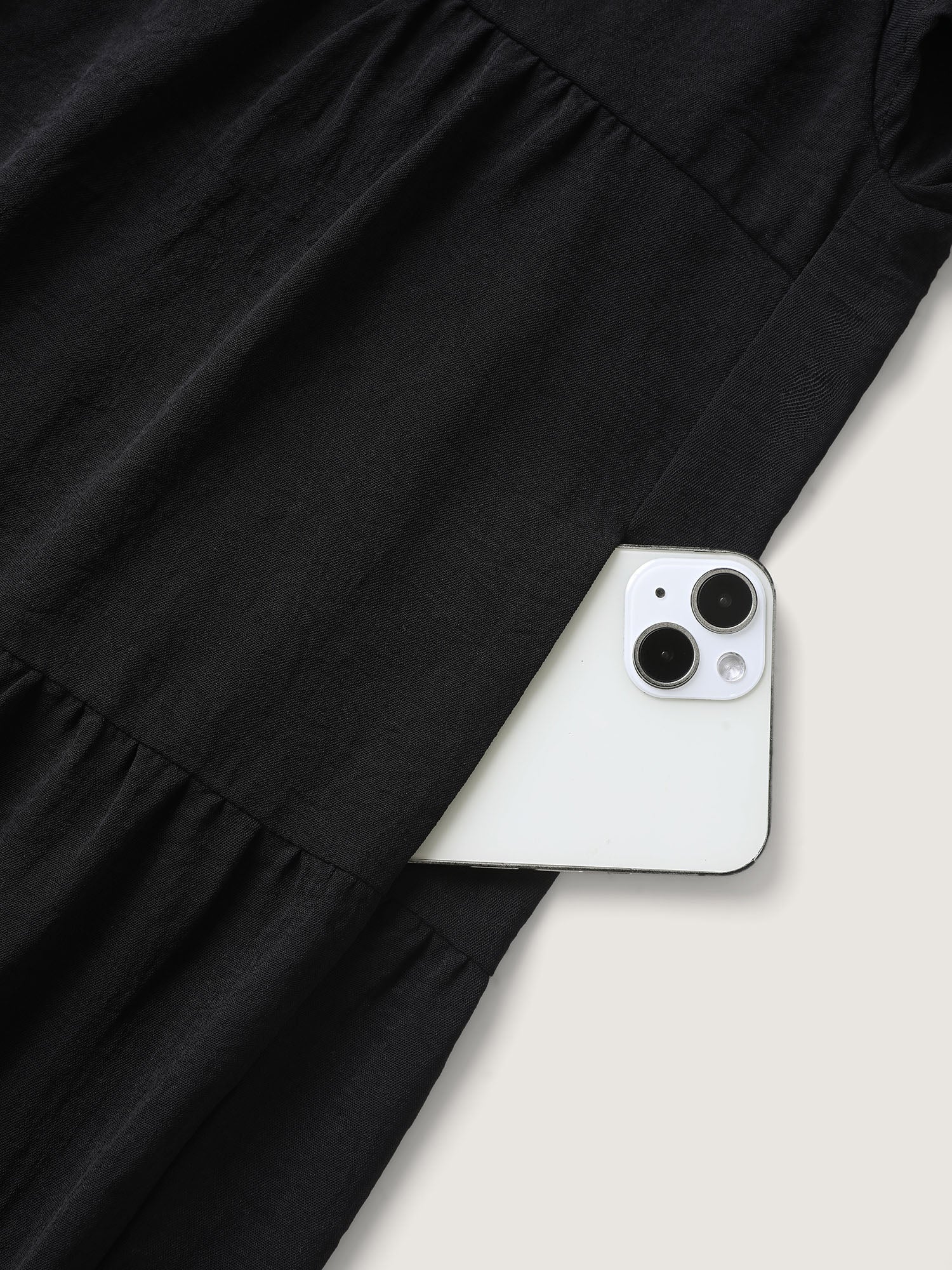 Embroidered Neckline A-Line Ruffled Knee-Length Dress