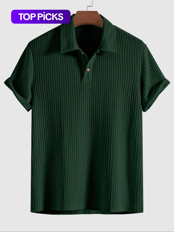 Men’s Summer Jacquard Knit Polo Shirt — Casual Short Sleeve Top