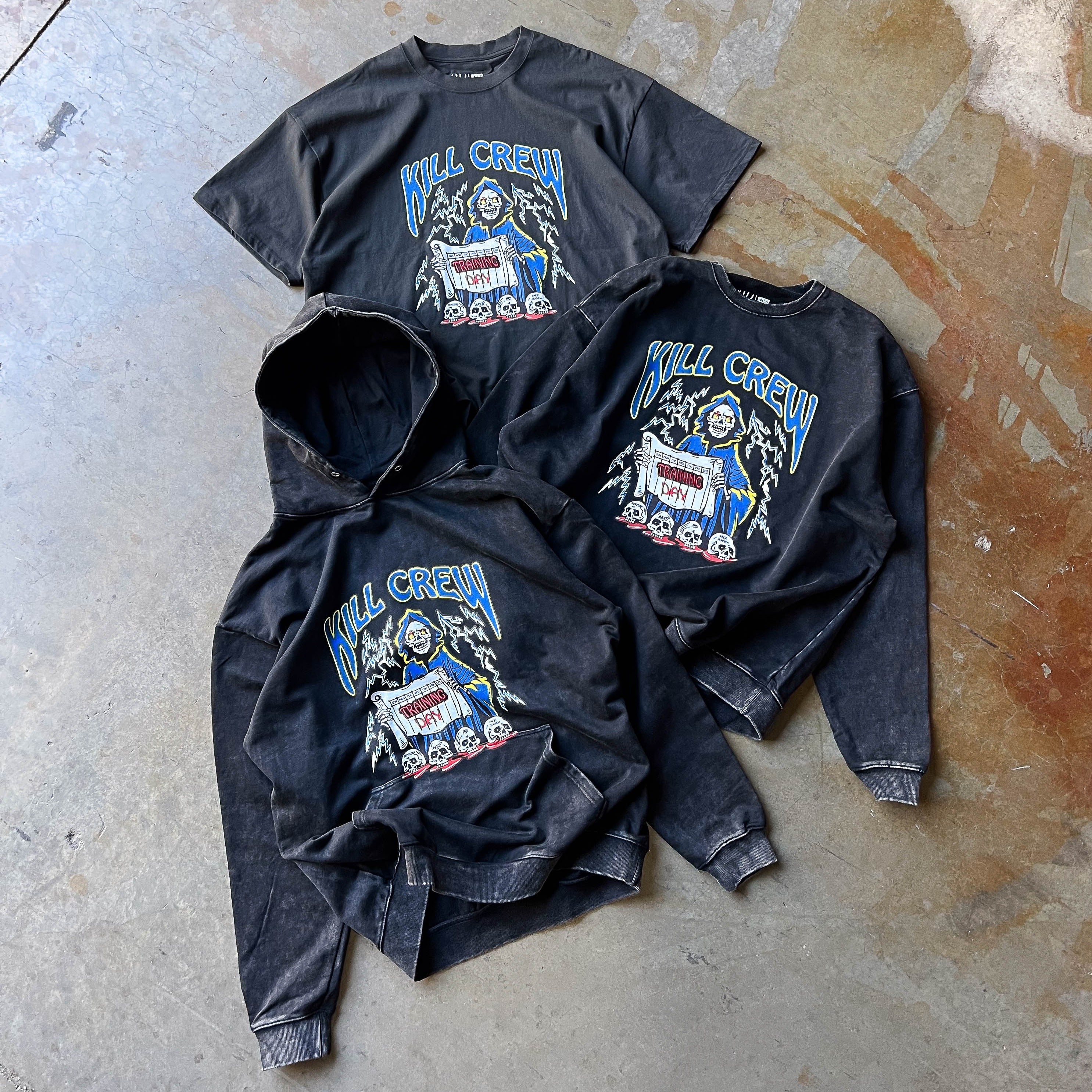 OVERSIZED HEAVYWEIGHT TRAINING DAY CREW NECK - BLACK