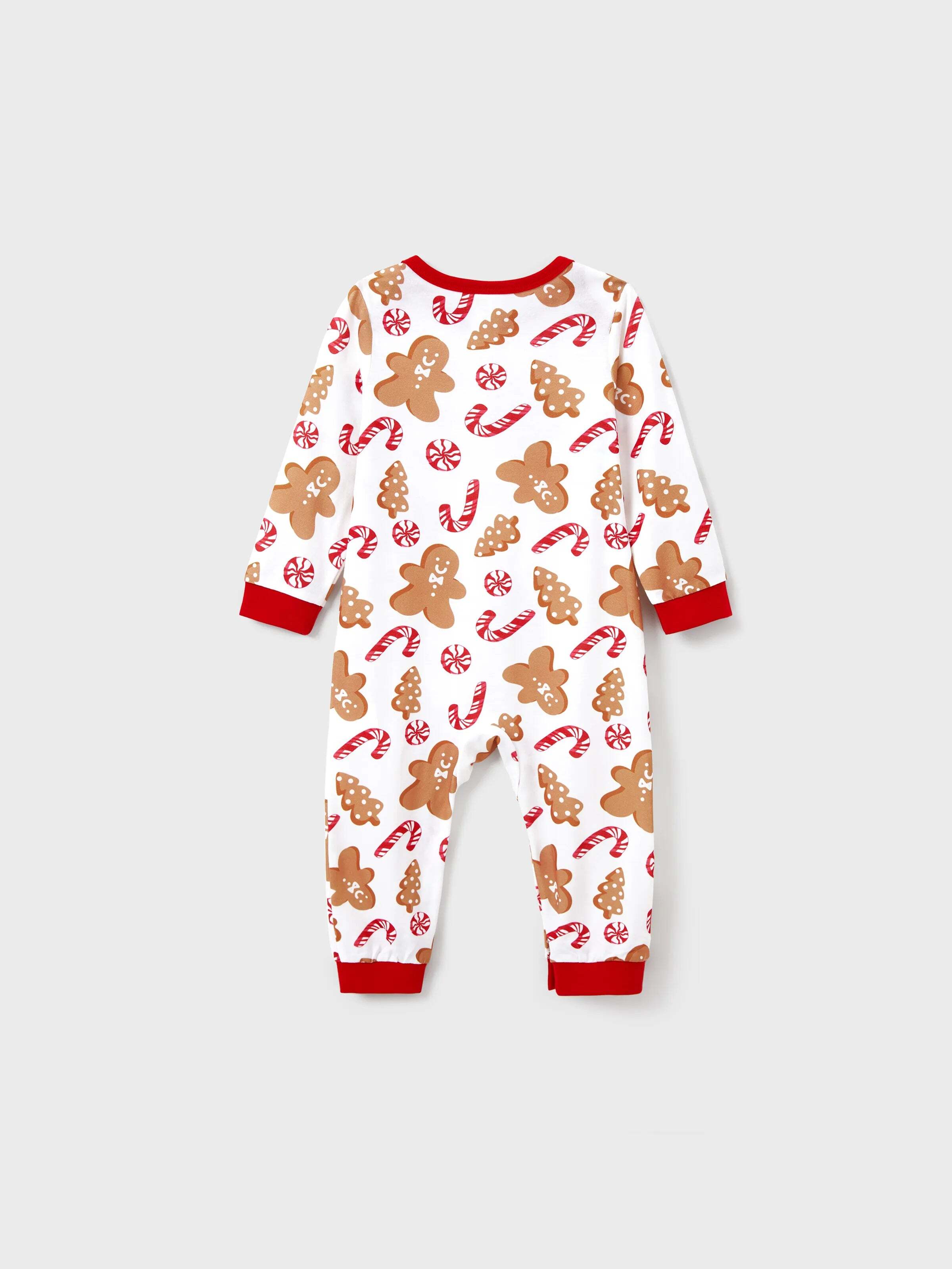 Christmas Matching Family Pajamas Set Gingerbread and Candy Cane Print PJS with Christmas Socks Red