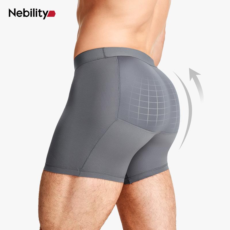 Mens 3D Butt Lift Enhancing Shapewear Boxer Briefs with Built-in One-Piece Fixed Hip Pad, Seamless Compression Underwear with High Elastic Waistband, 3D Contour Cut, Breathable Stretch Fabric for Tummy Control & Daily Support, Moisture-Wicking