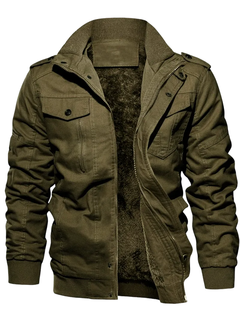 Men's Regular Fit Solid Pocket Zipper Thermal Lined Jacket