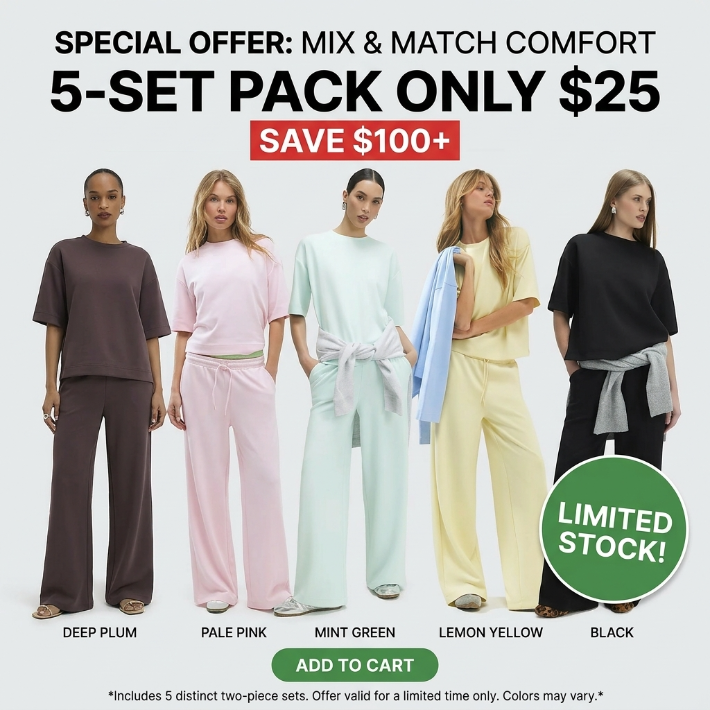 Premium Women's 2-Piece Lounge Set: Ultra-Soft Oversized Tee & Wide-Leg Pants Bundle