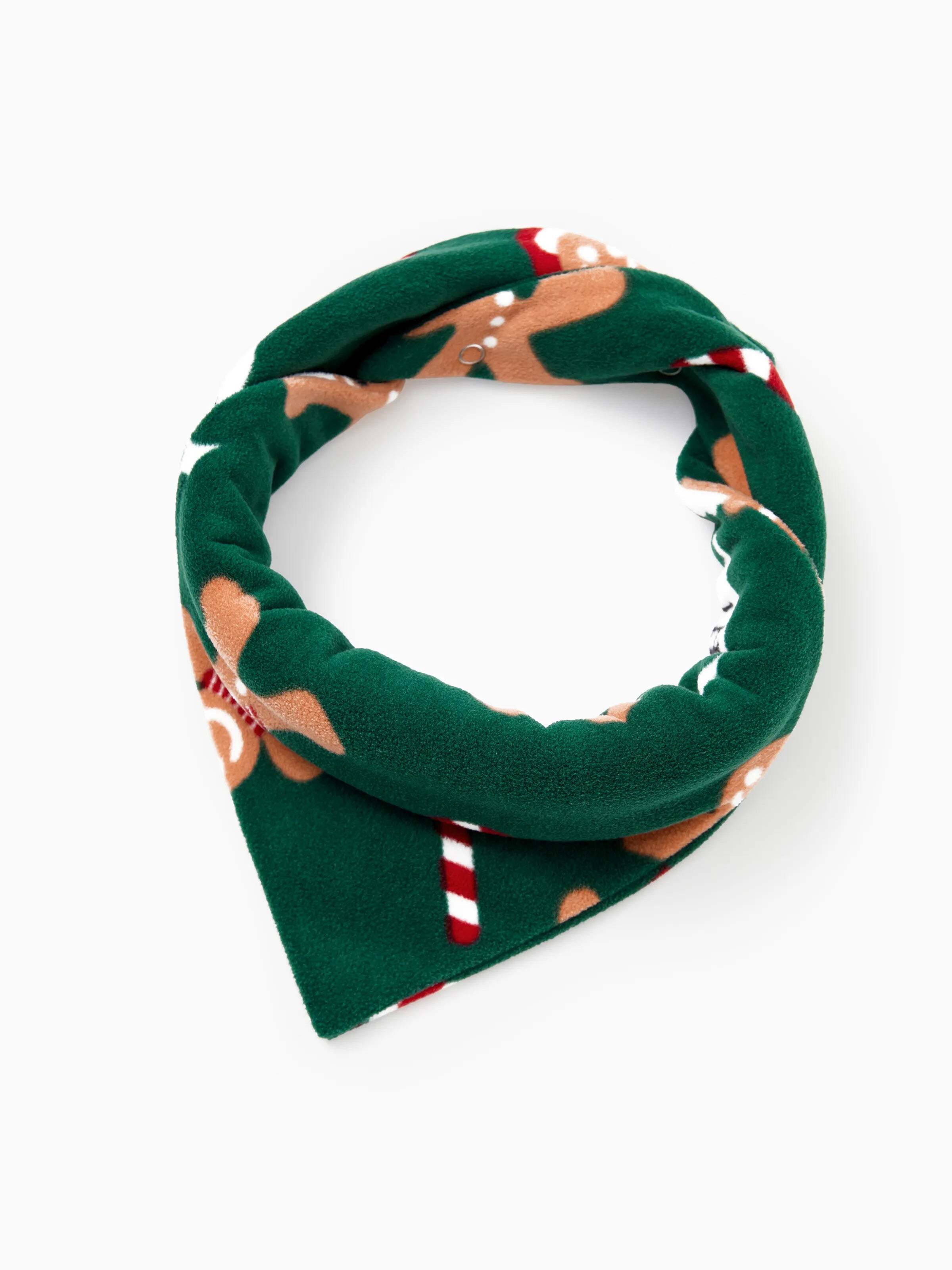 Christmas Pajamas Family Matching Fleece Gingerbread Man Long Sleeves Pajamas Sets with Christmas Socks Dark Green