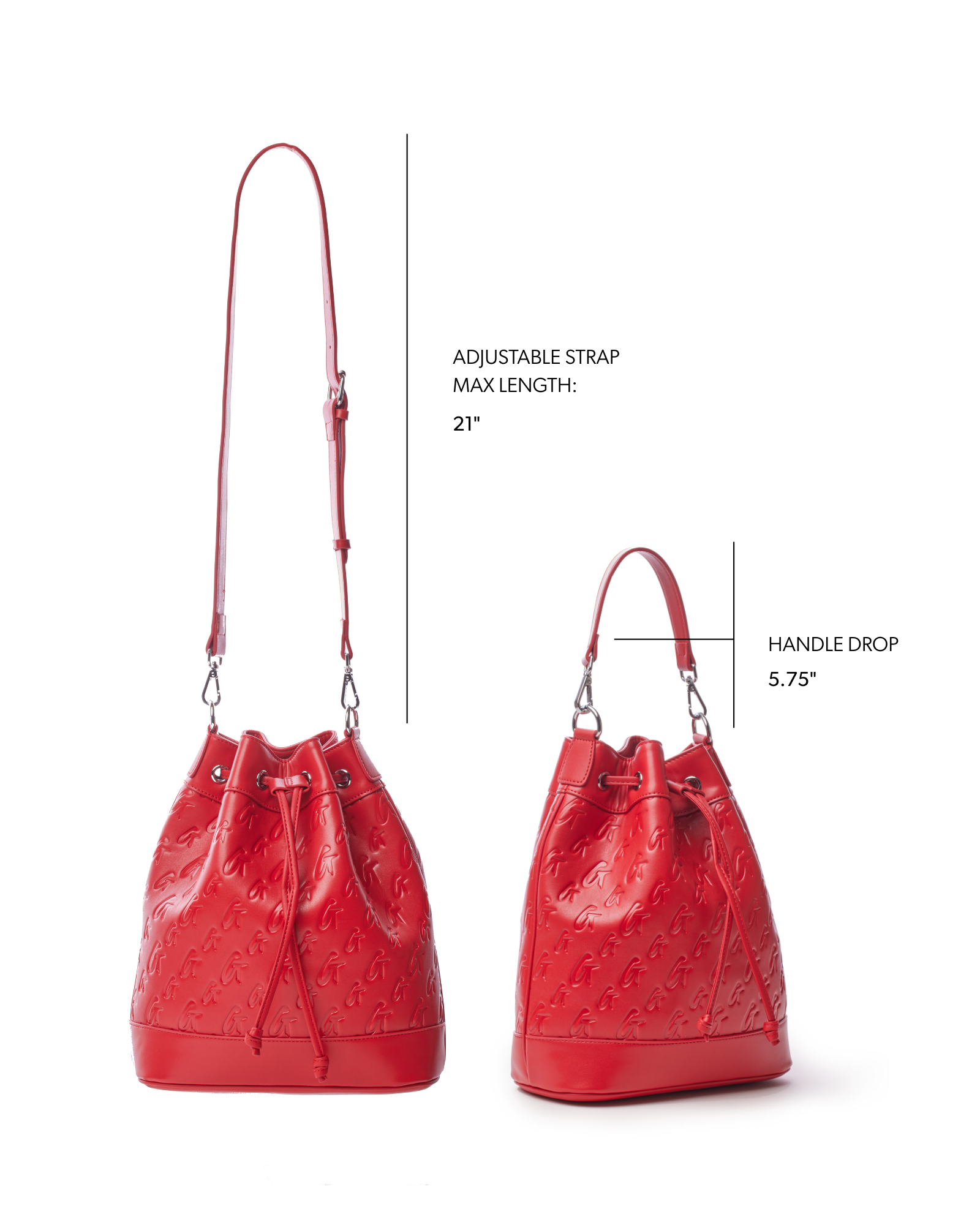 LARGE MONOGRAM BUCKET BAG - RED