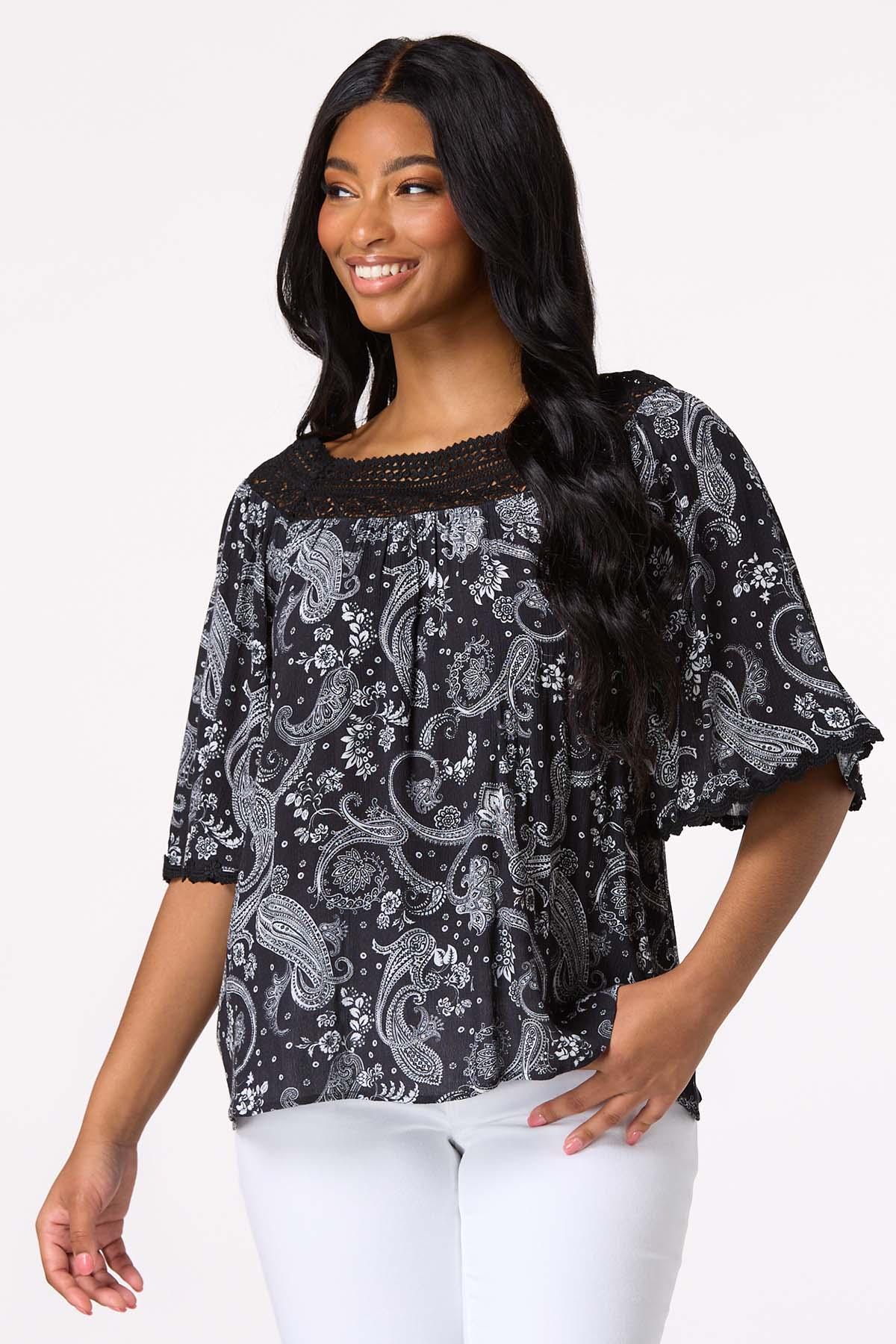 Paisley Crochet Trim Top