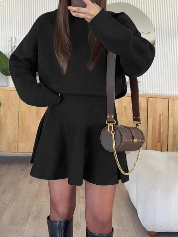 Women's Casual Half-High Neck Long Sleeve Knit Dress