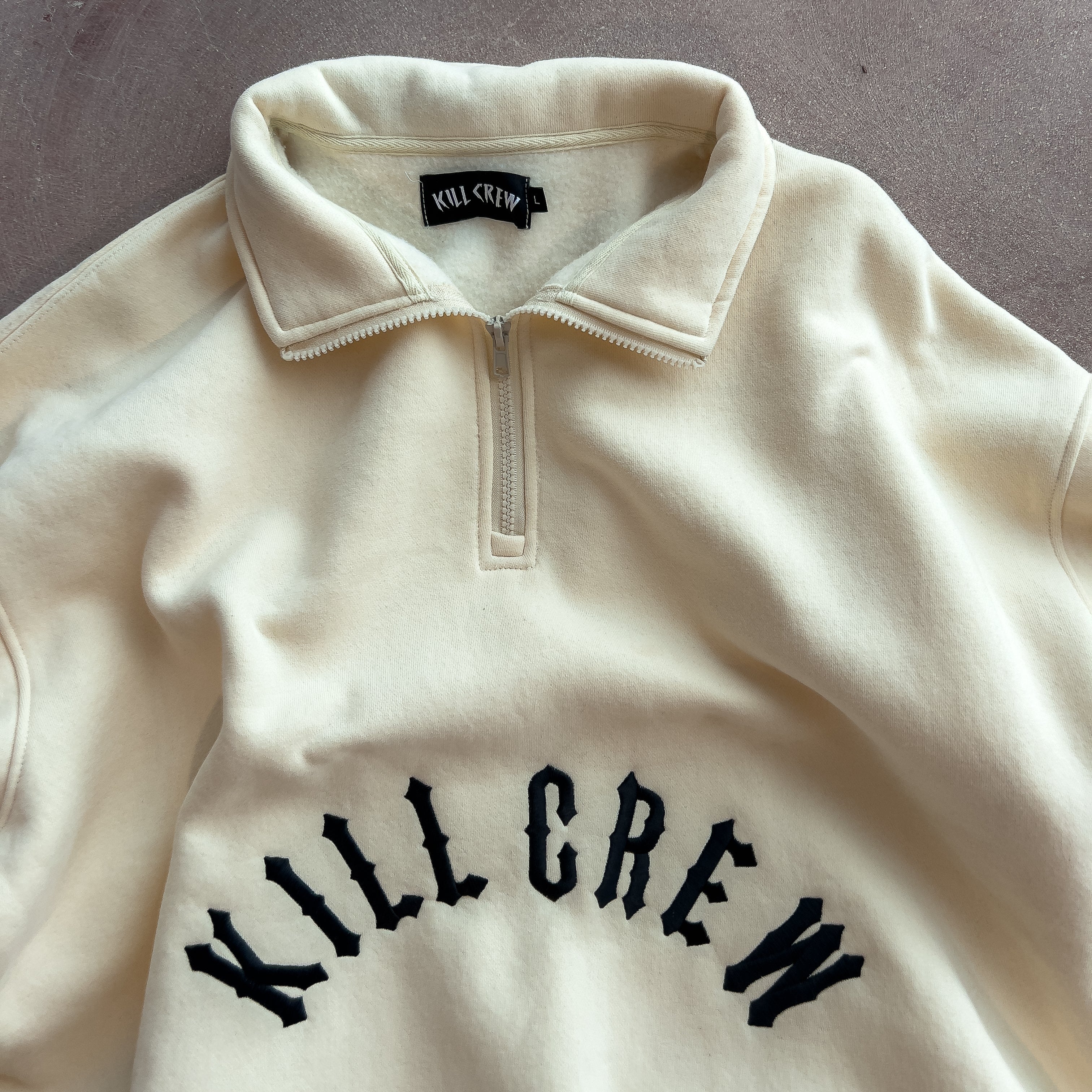 KILL CREW LUX QUARTER ZIP UP - CREAM / BLACK