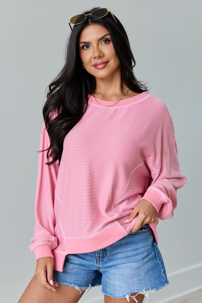 Melanie Pink Striped Pullover