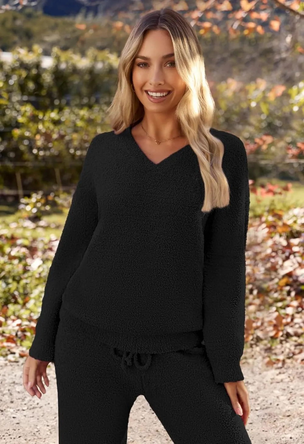 Women's Lounge Sets 2025 Fall Fashion 2 Piece Outfits Sweater Pajama Set