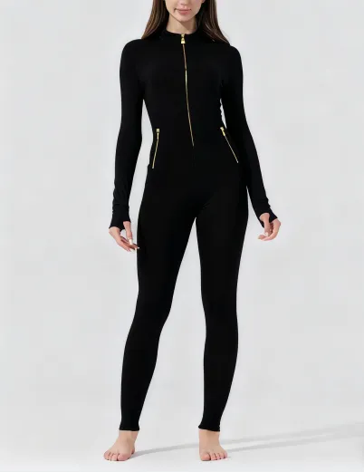 Women All-Season Zip Sports Yoga Jumpsuit