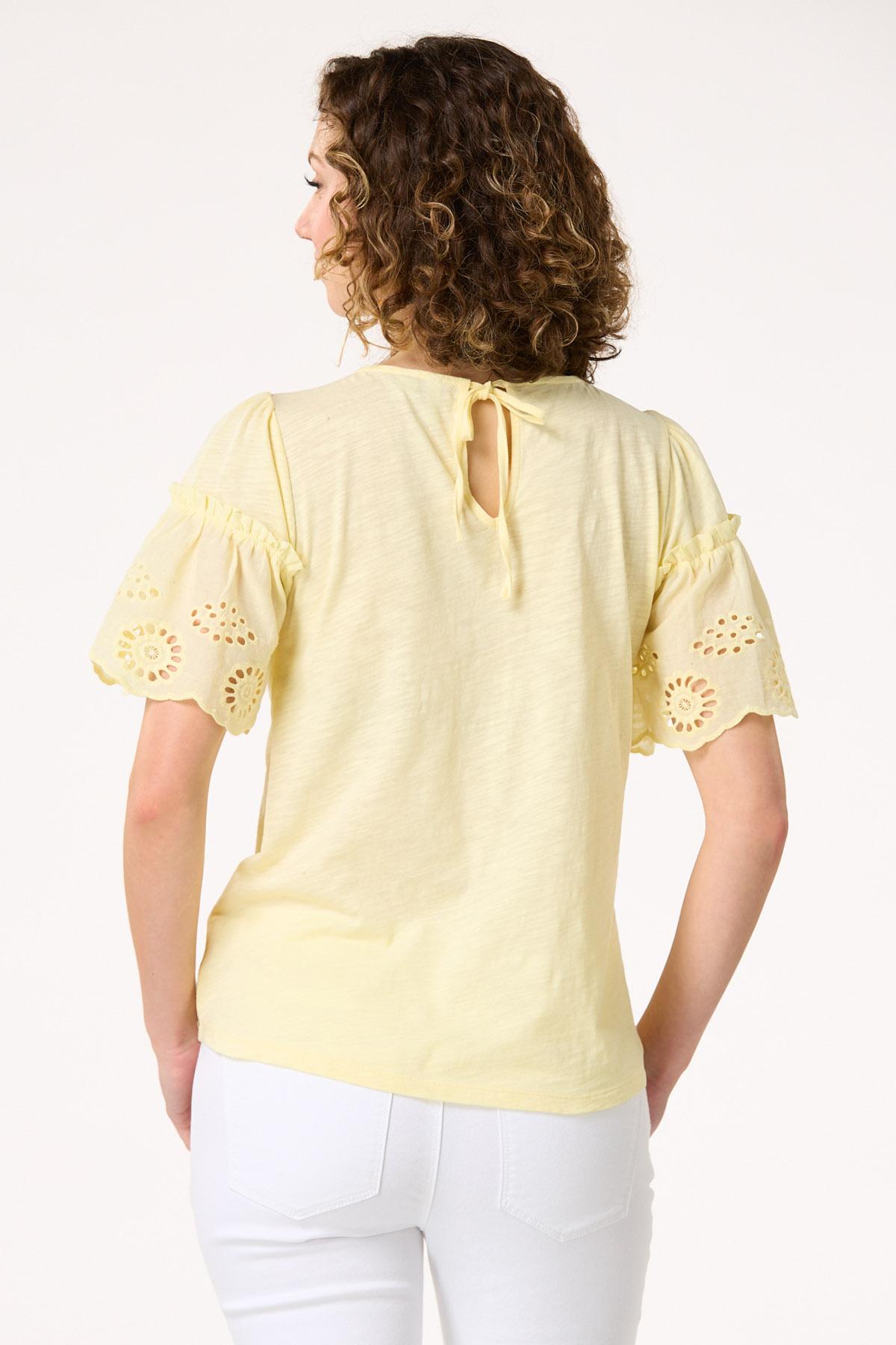 Yellow Eyelet Sleeve Top