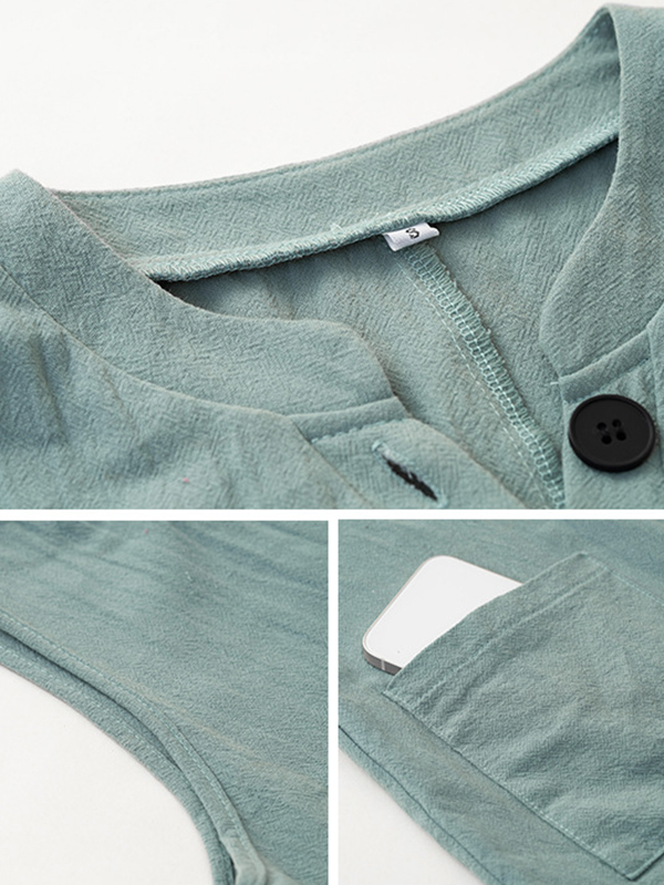 Split-Joint Loose Sleeveless V-Neck Jumpsuits