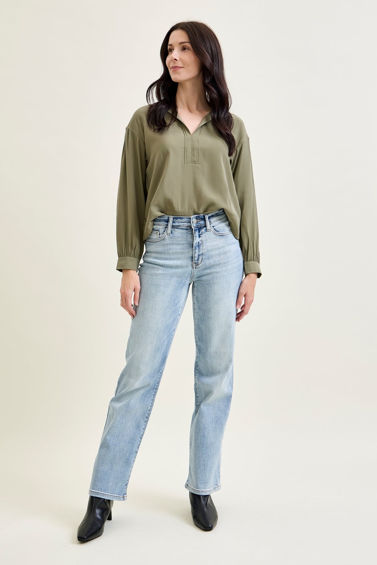 Florence High Rise Light Wash Straight Leg Jeans