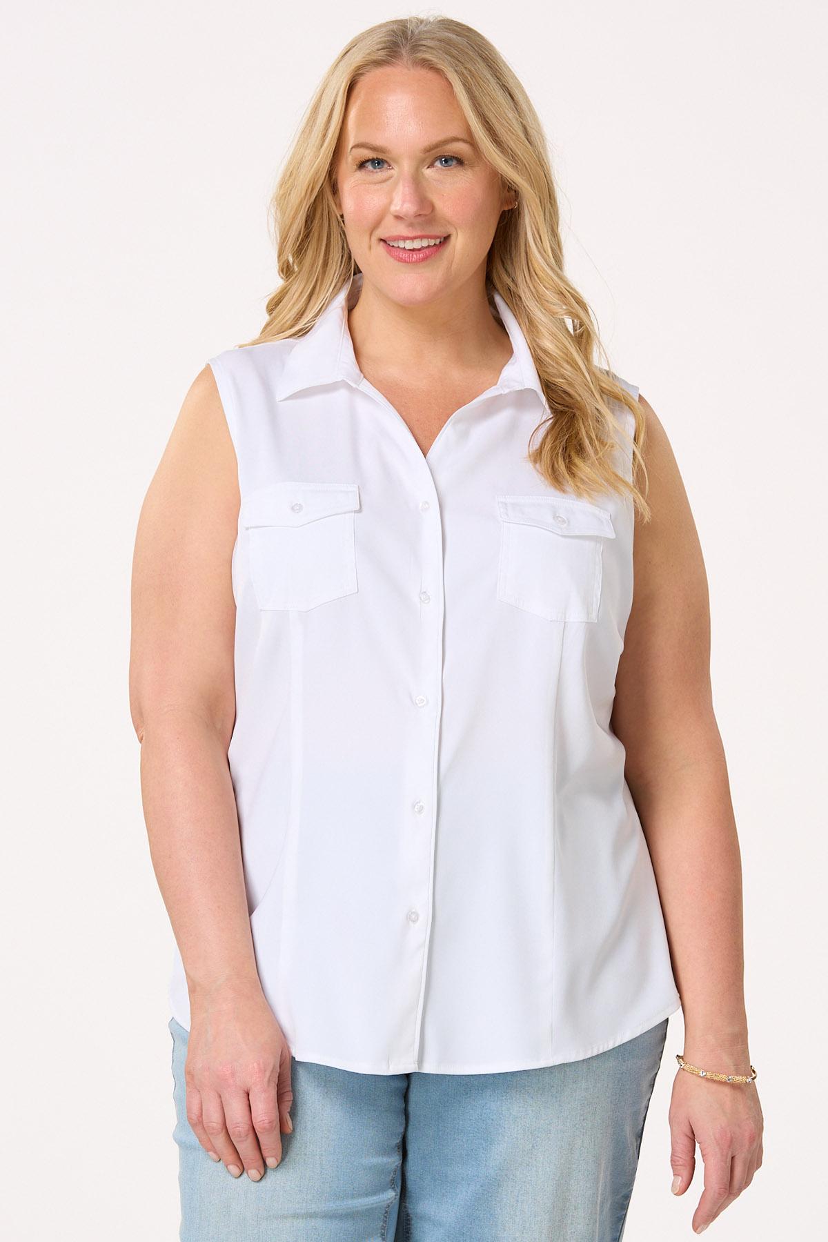 Plus Size Button Down Sleeveless Top