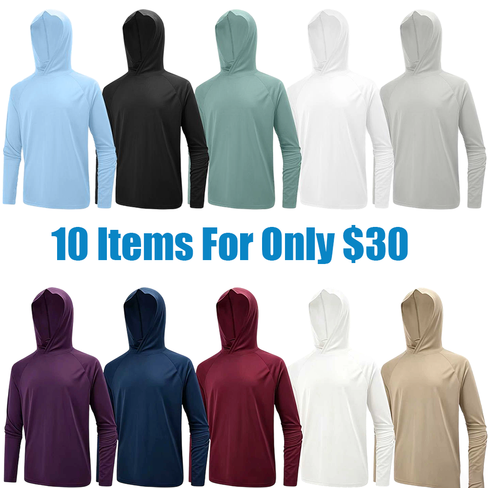 Men’s Athletic Hooded Long Sleeves – Quick Dry Running Shirts with Thumb Holes Sports Activewear Set