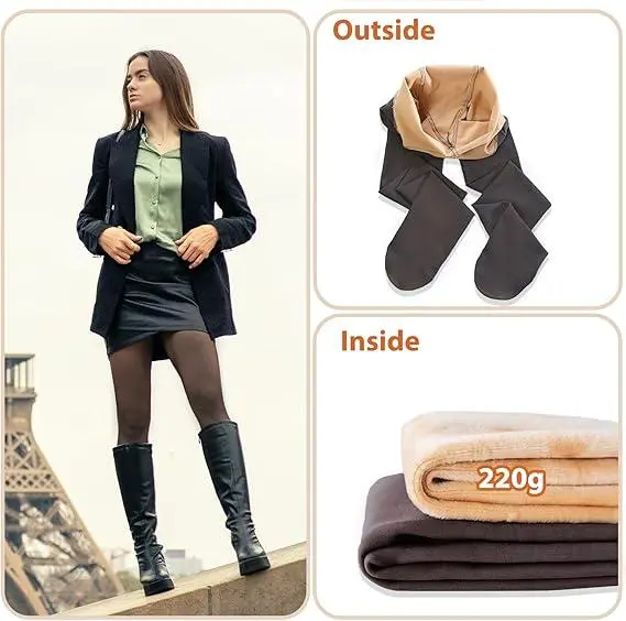 Women Fleece Lined Warm Sheer Winter Tights
