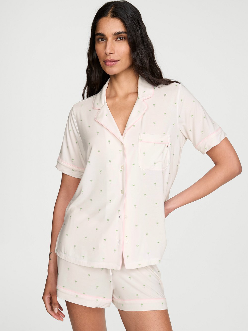 Modal Short Pajama Set VS White Mini Palms