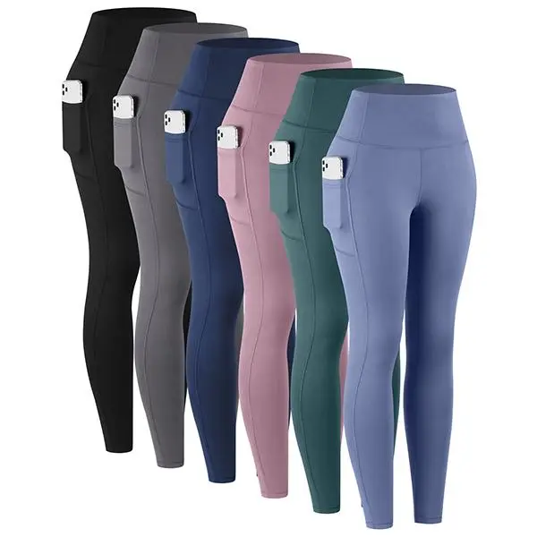 Women's high-waisted yoga pants with pockets.