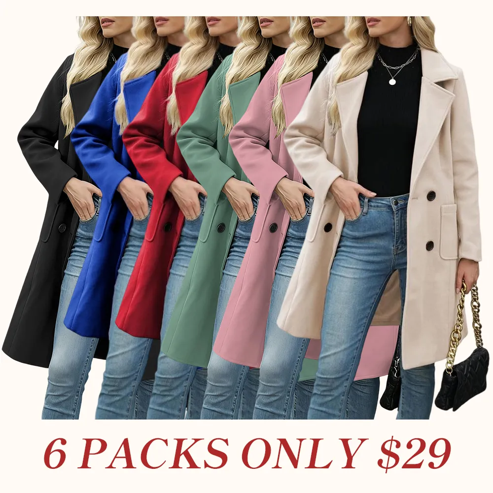 Women Winter Wool Blend Camel Mid-Long Coat