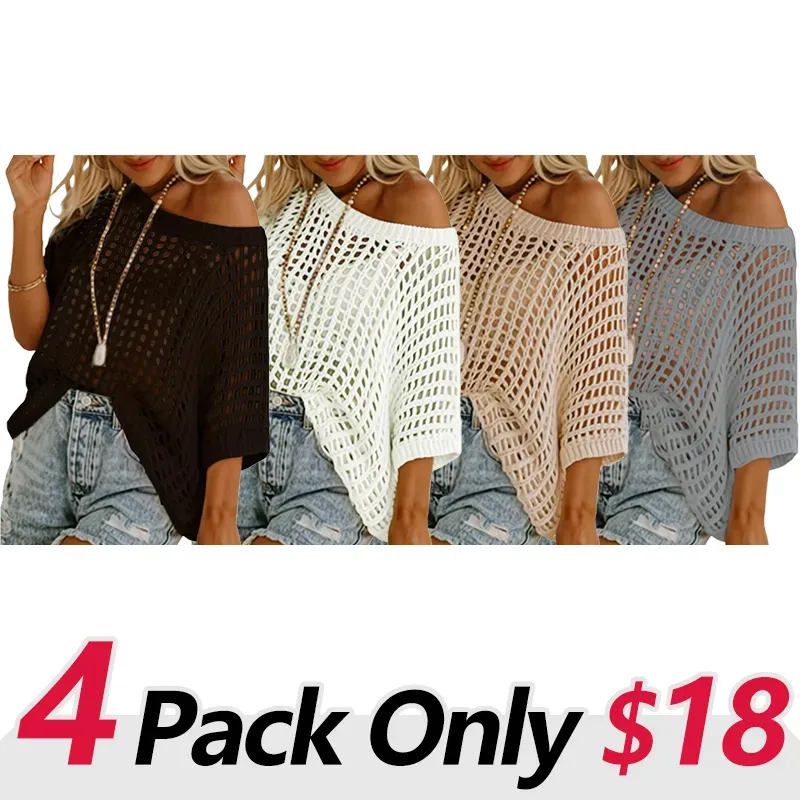 Women's Crochet Hollow-Out Beach Cover-Up & Casual Top