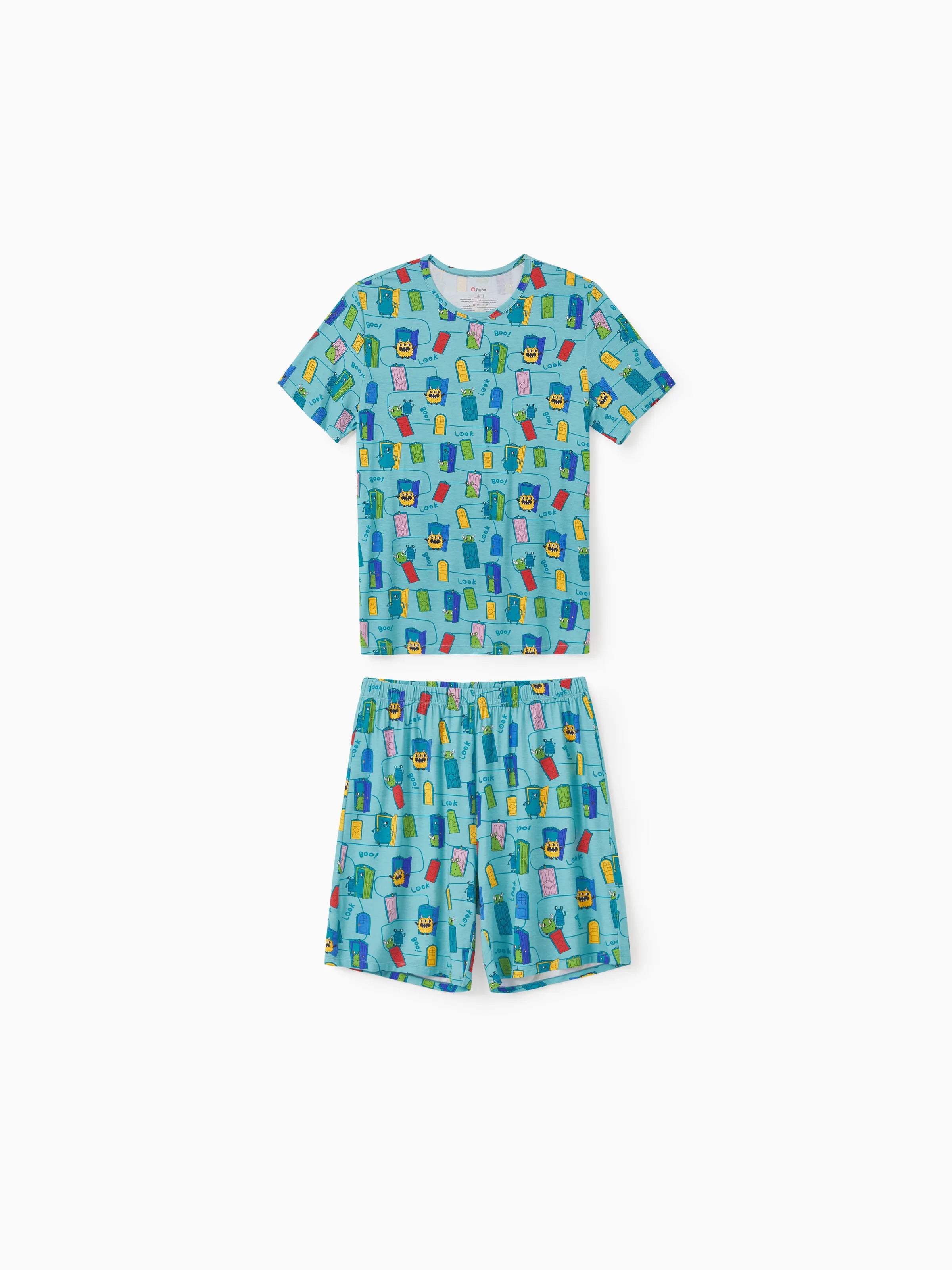 Bamboo Family Pajamas Cartoon Print Short-sleeve Matching Pajama set ( Snug-Fitting for Children ) Green