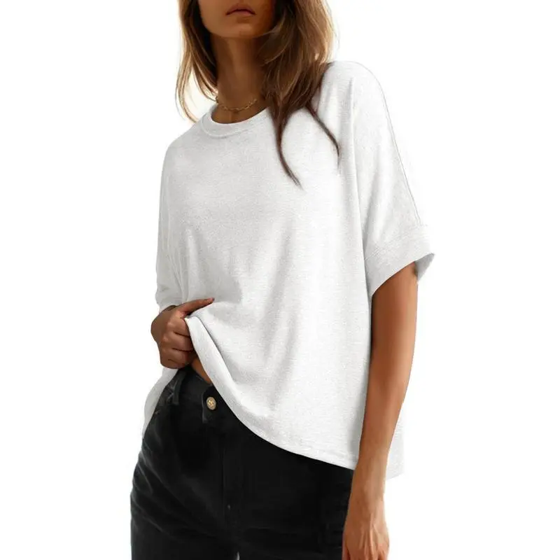 Women's Tops for Women 2026 Loose Oversized Basic Tee Comfortable Soft Fabric Flattering Fit - Womenswear