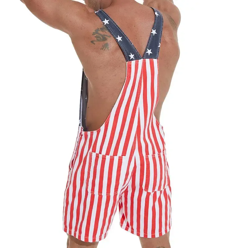 Yuanbang 4Th Of July American Flag Overalls For Men Women Stretchy Memorial Day Coveralls USA Patriotic Gifts For Couples, Father'S Day Romper Summer Menswear Womenswear