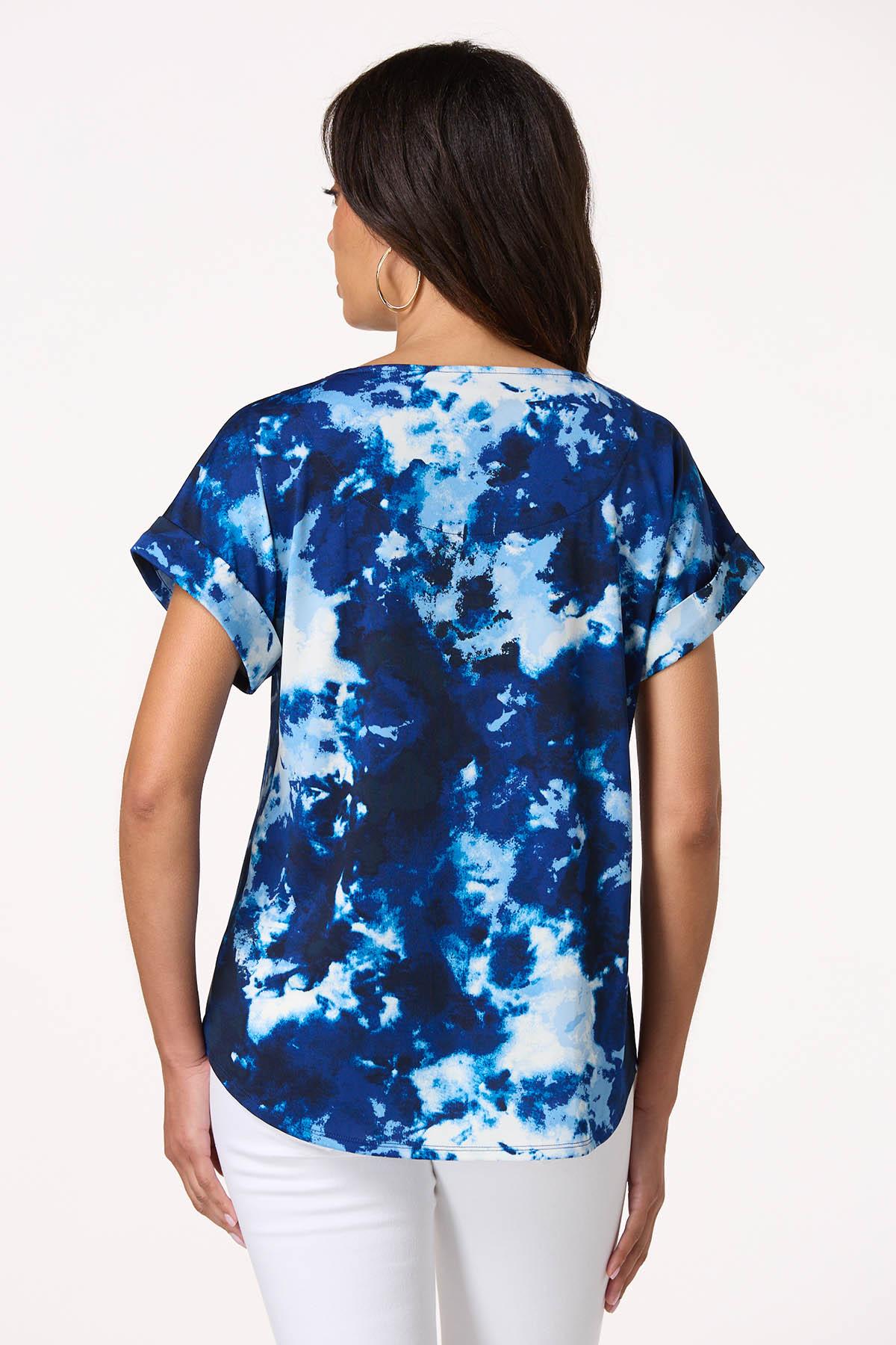 Tie Dye Grommet Shoulder Top