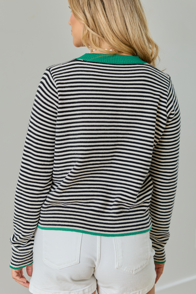 Patricia Green Trim Striped Cardigan