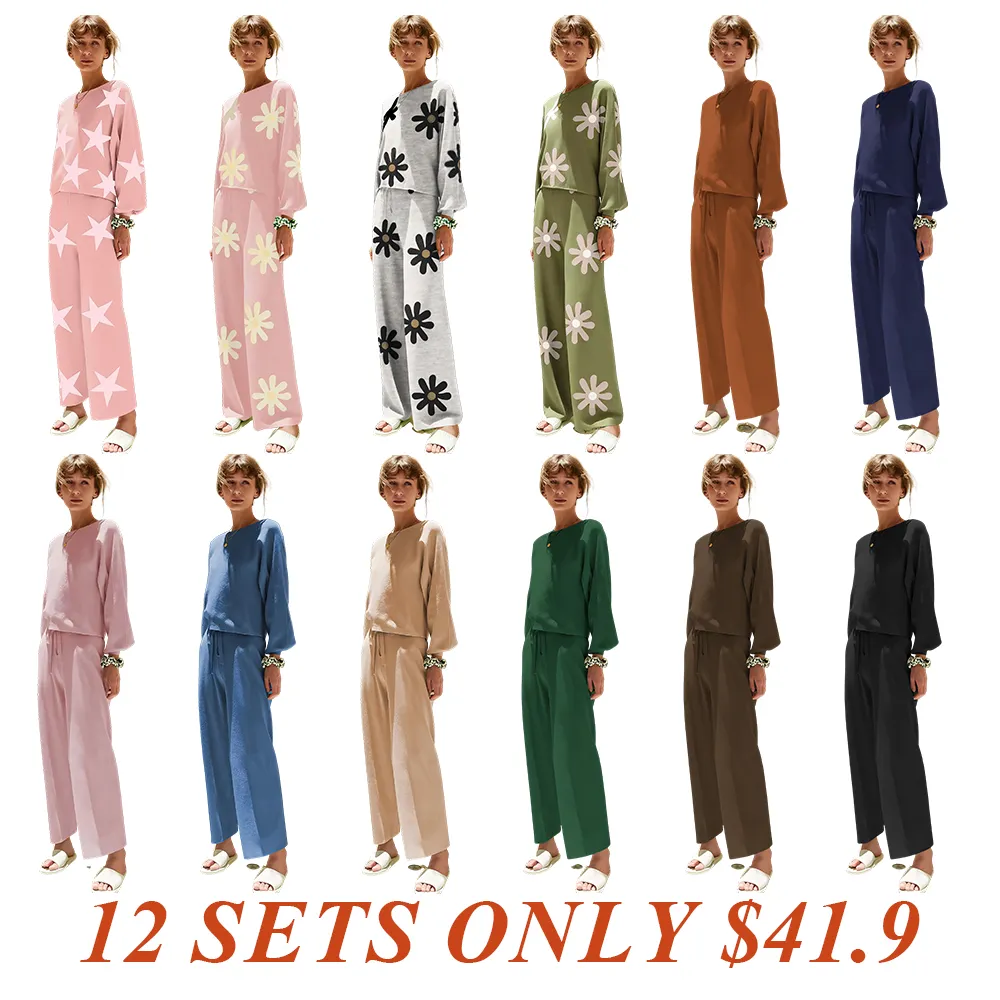 Womens Fall Winter Casual Solid Knitted 2 Piece Sets Long Sleeve Hoodie