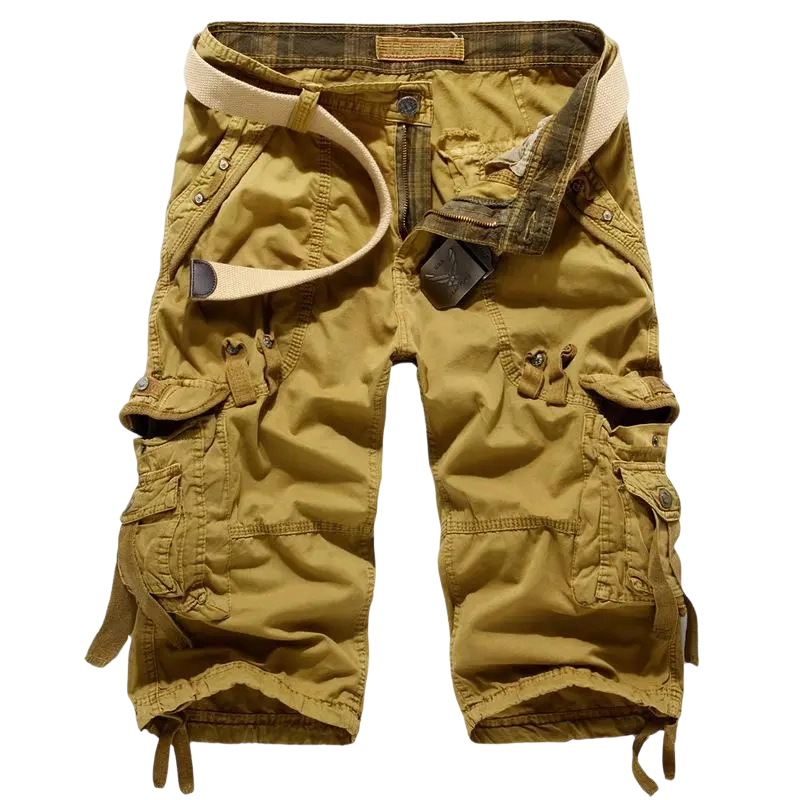 Men's Korean Style Multi-Pocket Cargo Shorts Fashion Trend Multi-Pocket Mid-Length Shorts Men's Casual Shorts Pants Cotton Fabric Khaki Menswear Cropped