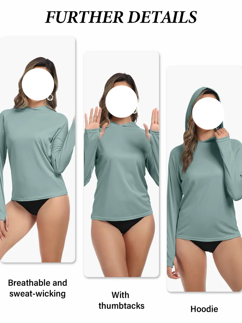 Women's 4-Pack Sun Protection Shirt – Lightweight Long Sleeve Hoodie for Outdoor Activities