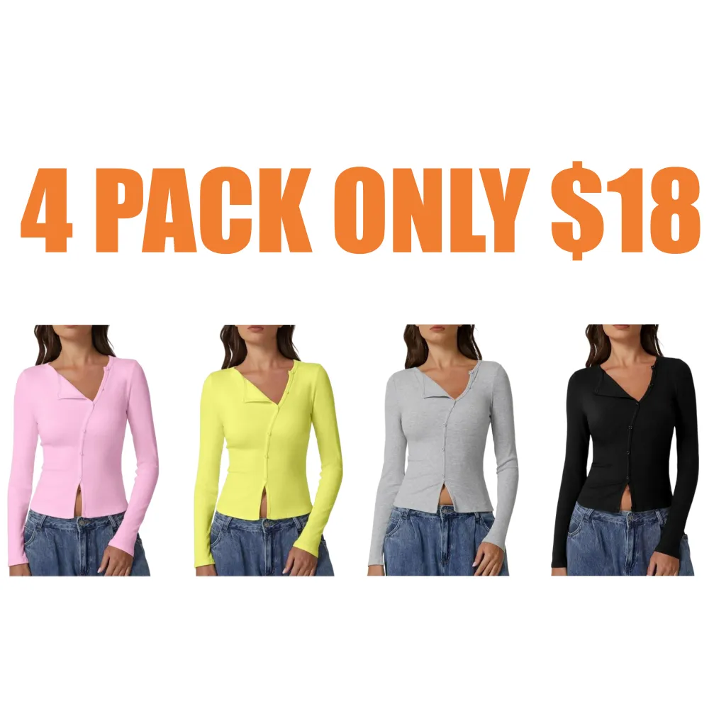 Women's Long Sleeve Ribbed Crewneck Shirts