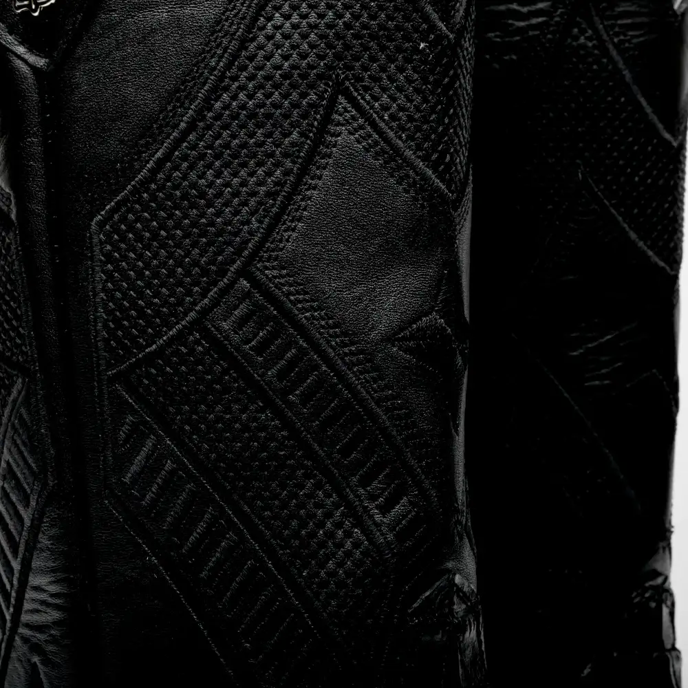 Total Black Caiman Belly Leather Boots - Square Toe