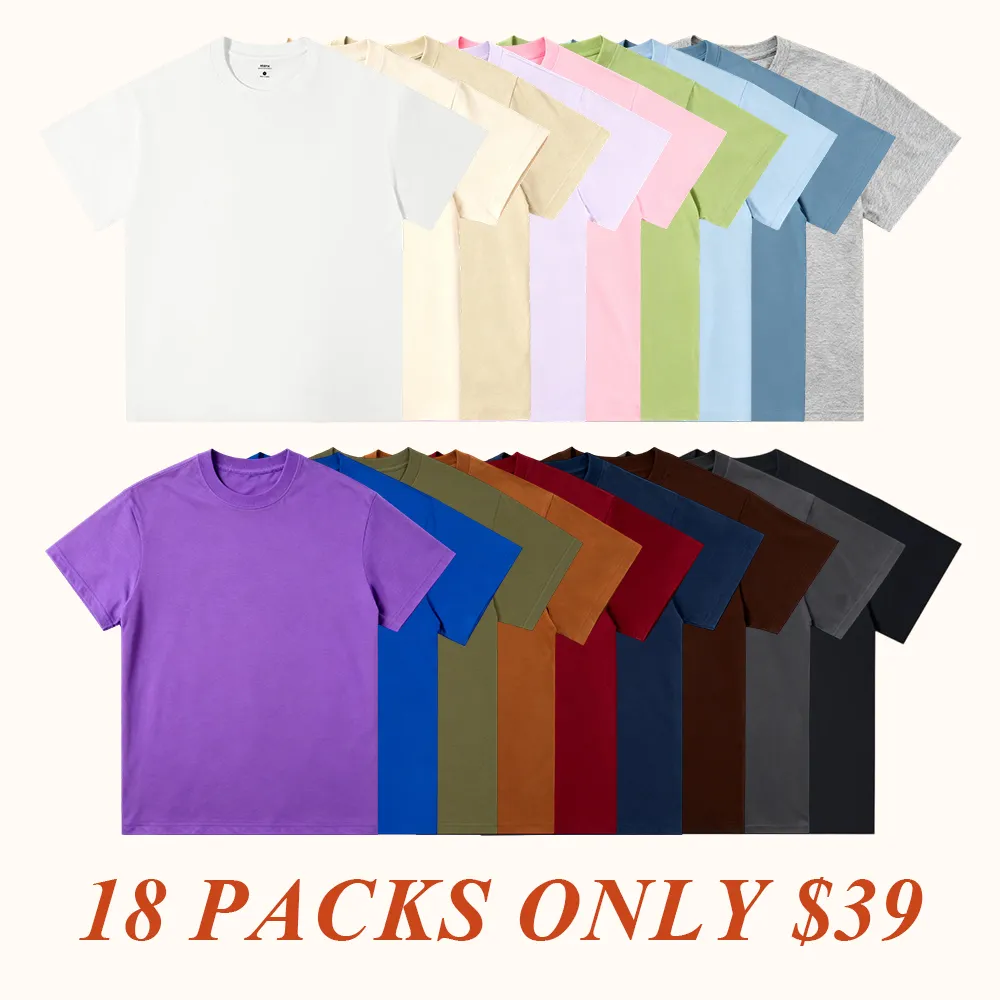 Heavyweight Tshirt 230G Cotton Solid Color Unisex Loose Fit Fade Proof Versatile Everyday Wear Men's Basic Tee