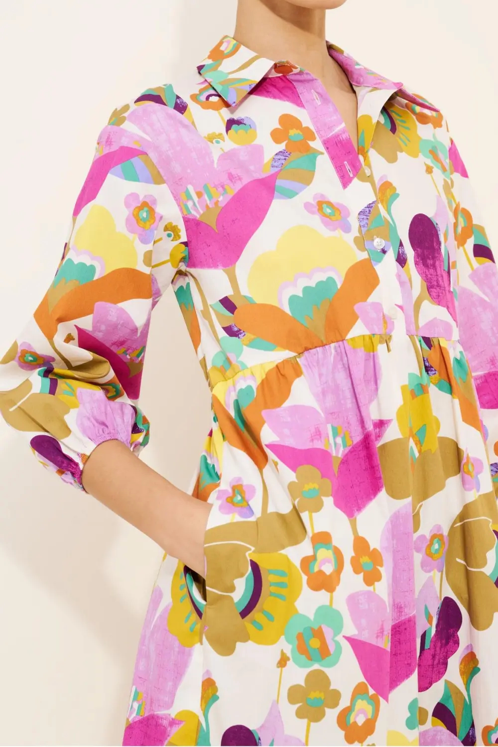 Blurred Floral Hi Low Wrap Dress